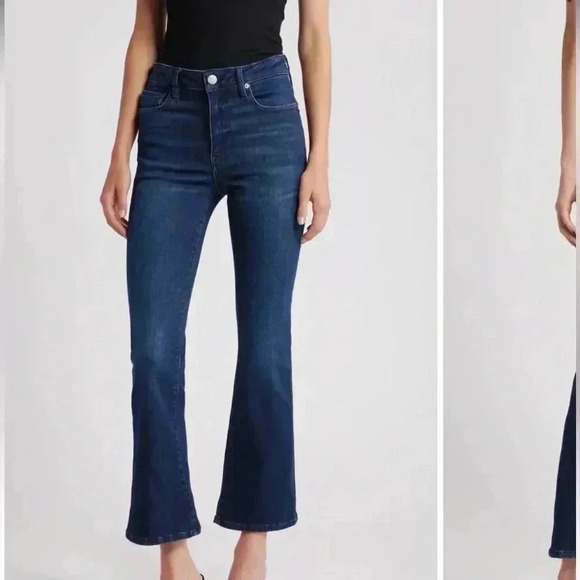 FRAME Le Crop Bell Flare Jeans Rockview Blue Dark Wash NWT - Picture 2 of 10